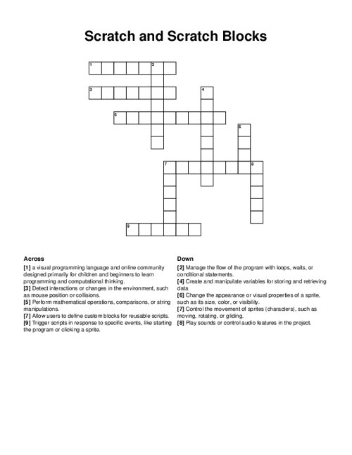 Scratch and Scratch Blocks Crossword Puzzle