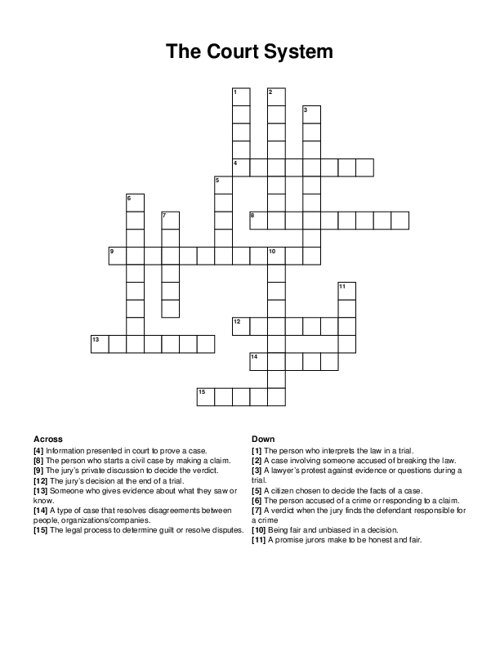 The Court System Crossword Puzzle