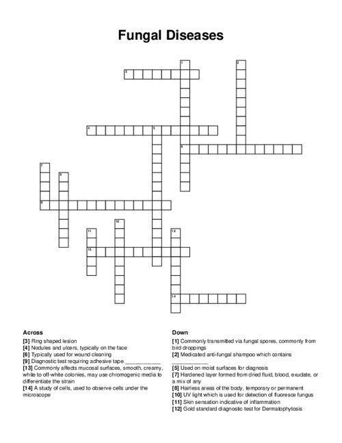 Fungal Diseases Crossword Puzzle