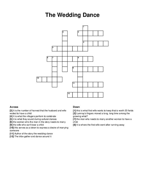 The Wedding Dance Crossword Puzzle