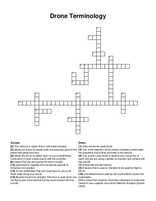 Drone Terminology Crossword Puzzle