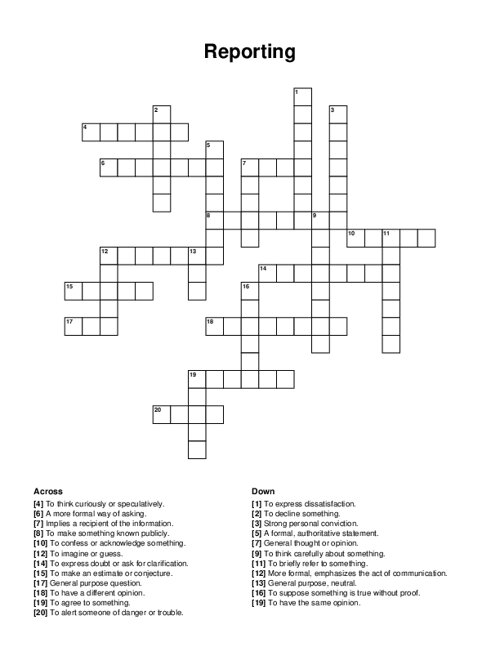 Reporting Crossword Puzzle