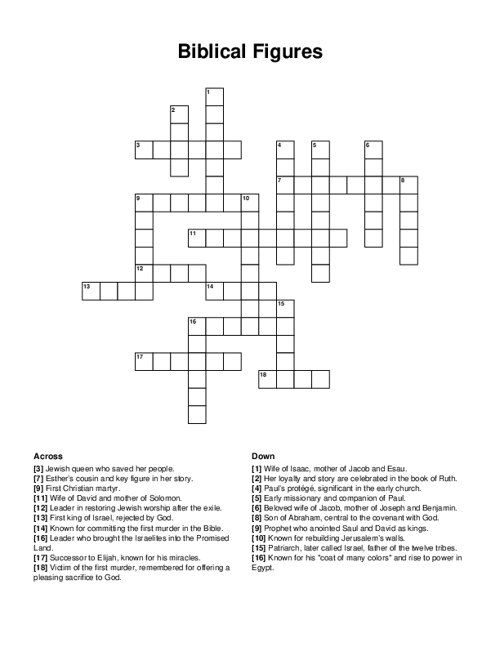 Biblical Figures Crossword Puzzle