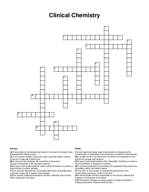 Clinical Chemistry Crossword Puzzle