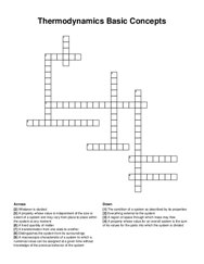 Thermodynamics Basic Concepts crossword puzzle