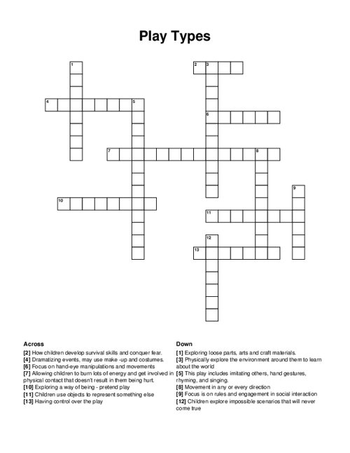 Play Types Crossword Puzzle