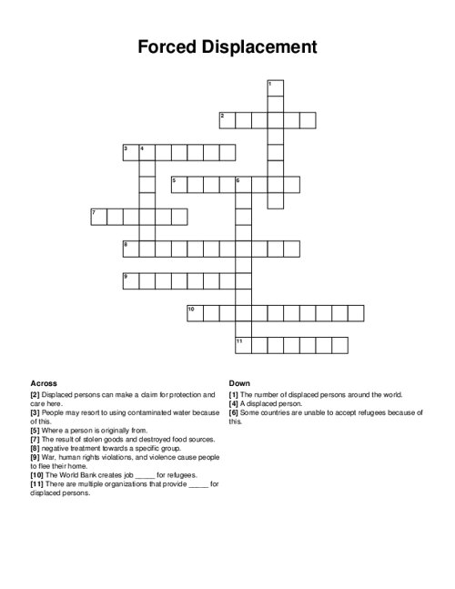 Forced Displacement Crossword Puzzle