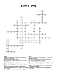 Sewing Terms crossword puzzle