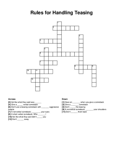 Rules for Handling Teasing Crossword Puzzle