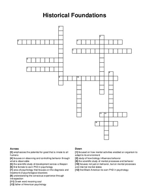 Historical Foundations Crossword Puzzle