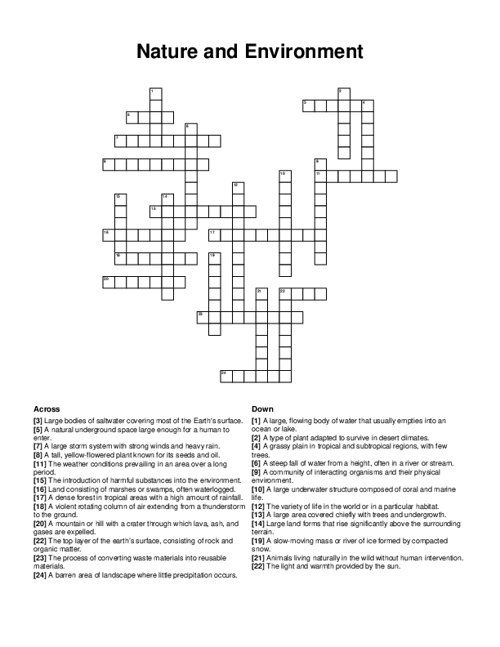 Nature and Environment Crossword Puzzle