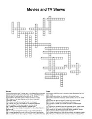 Movies and TV Shows crossword puzzle