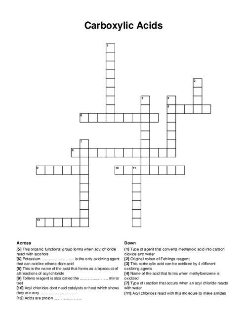 Carboxylic Acids Crossword Puzzle