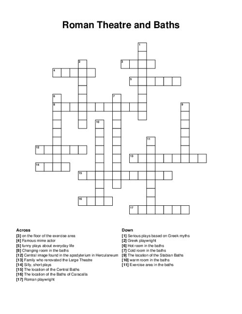 Roman Theatre and Baths Crossword Puzzle