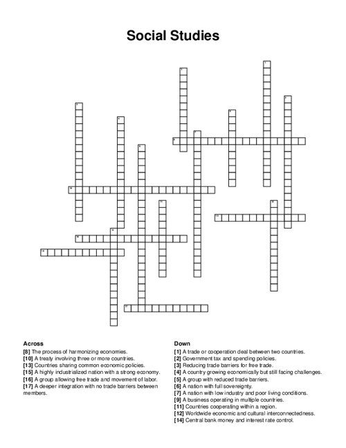 Social Studies Crossword Puzzle