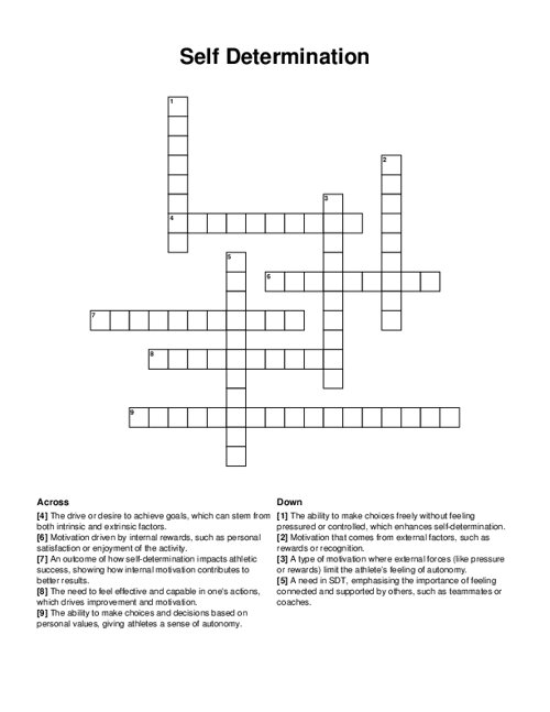 Self Determination Crossword Puzzle