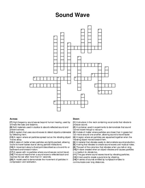 Sound Wave Crossword Puzzle