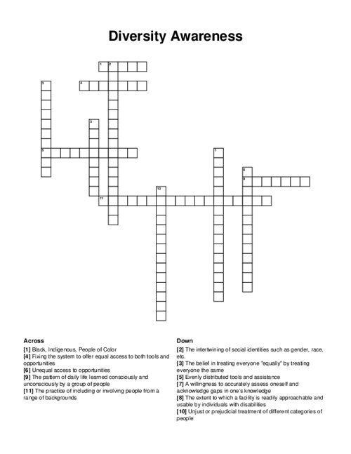 Diversity Awareness Crossword Puzzle