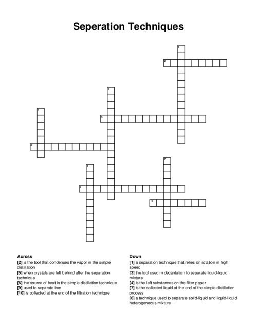 Seperation Techniques Crossword Puzzle