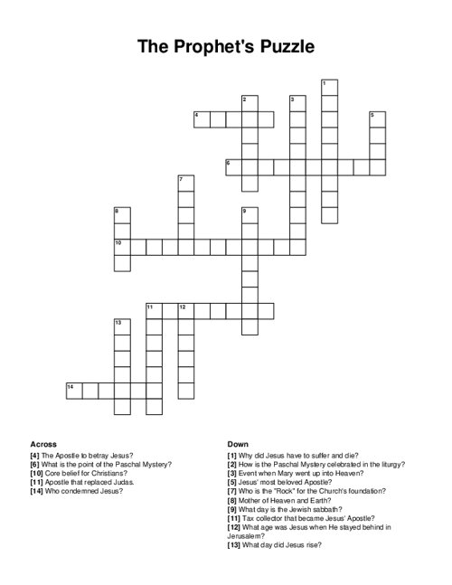 The Prophets Puzzle Crossword Puzzle