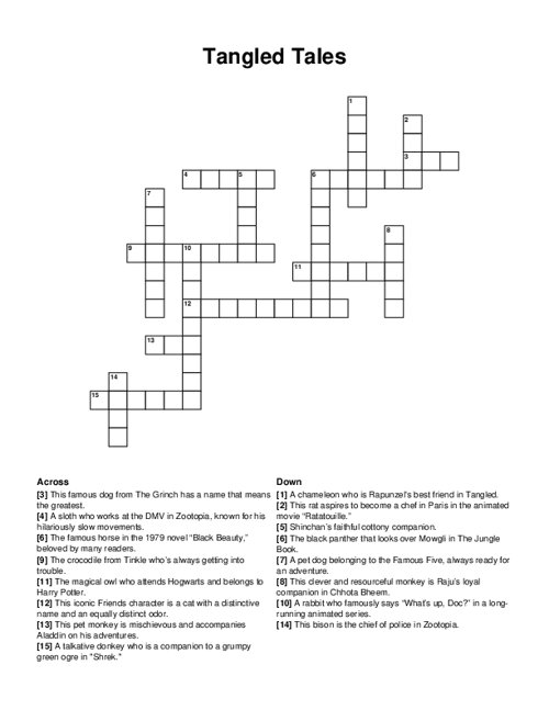 Tangled Tales Crossword Puzzle