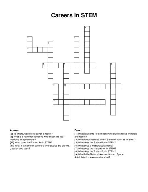 Careers in STEM Crossword Puzzle