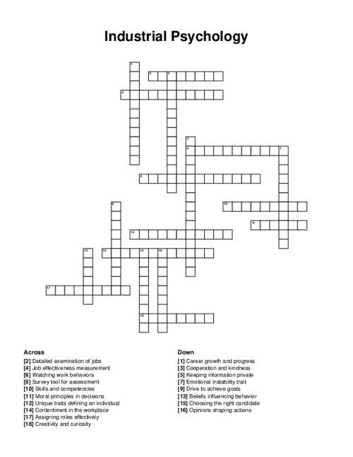 Industrial Psychology Crossword Puzzle