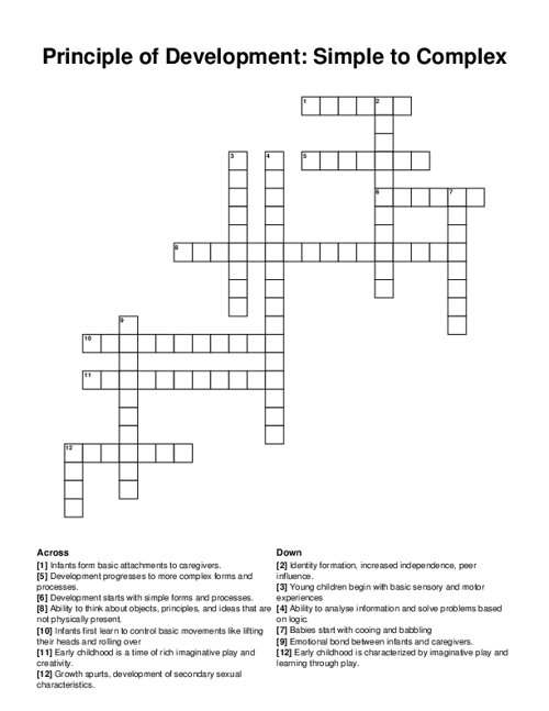 Principle of Development: Simple to Complex Crossword Puzzle