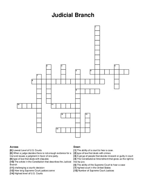 Judicial Branch Crossword Puzzle