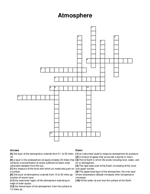 Atmosphere Crossword Puzzle