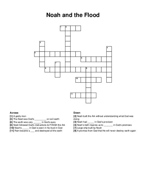 Noah and the Flood Crossword Puzzle