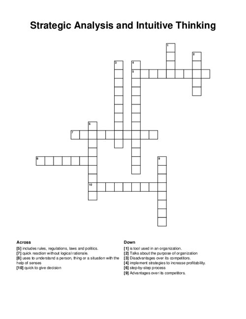 Strategic Analysis and Intuitive Thinking Crossword Puzzle