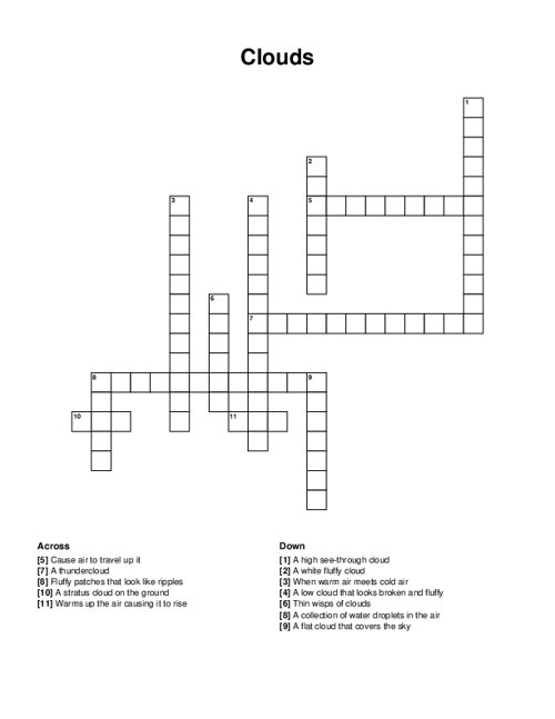 Clouds Crossword Puzzle