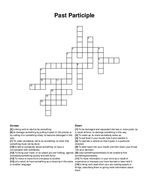 Past Participle Crossword Puzzle