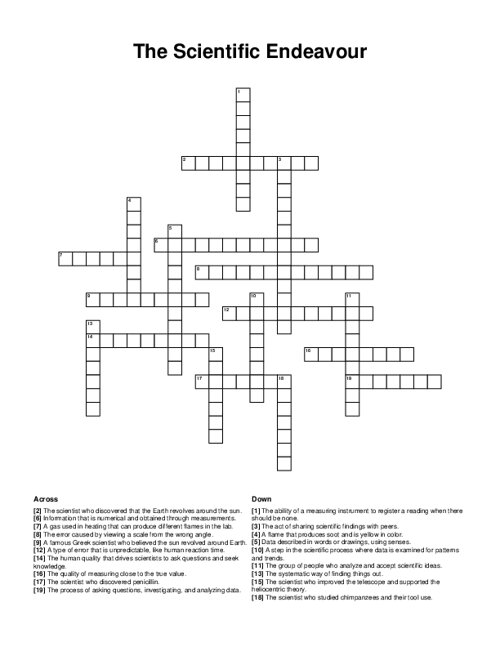 The Scientific Endeavour Crossword Puzzle