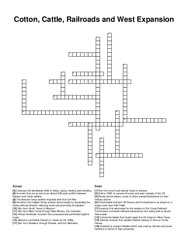 Cotton, Cattle, Railroads and West Expansion crossword puzzle