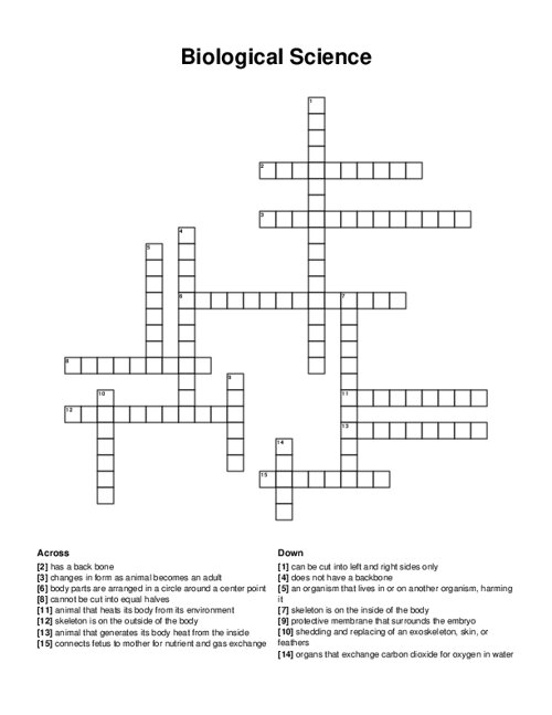 Biological Science Crossword Puzzle