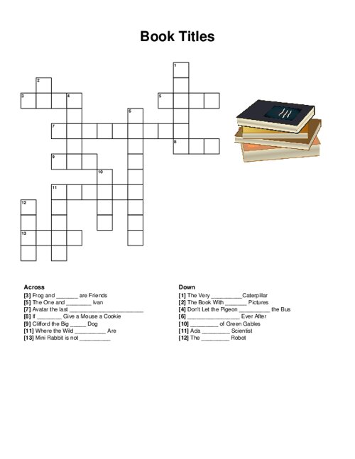 Book Titles Crossword Puzzle