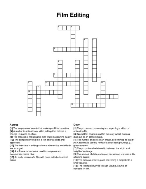 Film Editing Crossword Puzzle