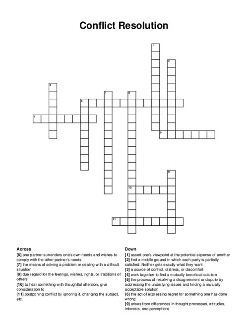 Conflict Resolution Crossword Puzzle