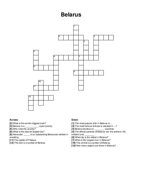 Belarus Crossword Puzzle