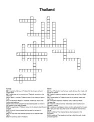 Thailand crossword puzzle