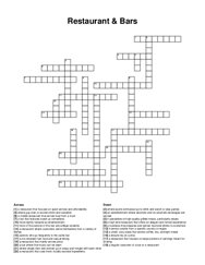 Restaurant & Bars crossword puzzle