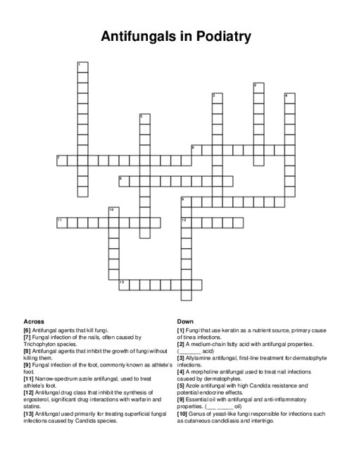 Antifungals in Podiatry Crossword Puzzle