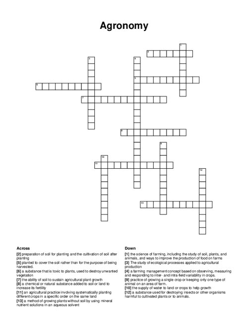 Agronomy Crossword Puzzle