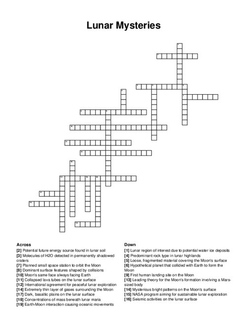 Lunar Mysteries Crossword Puzzle