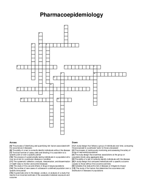 Pharmacoepidemiology Crossword Puzzle