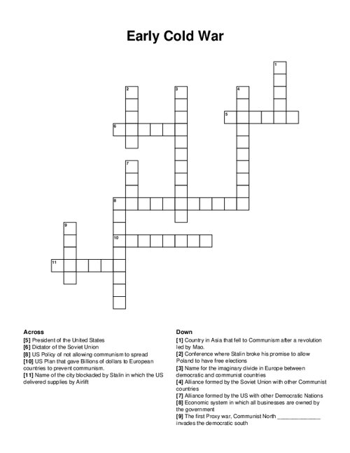 Early Cold War Crossword Puzzle