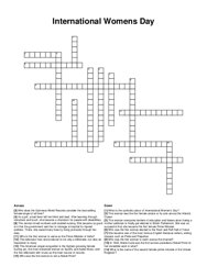 International Womens Day crossword puzzle