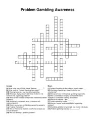 Problem Gambling Awareness crossword puzzle